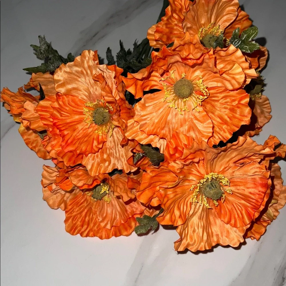 Orange Faux Poppy Floral Arrangement